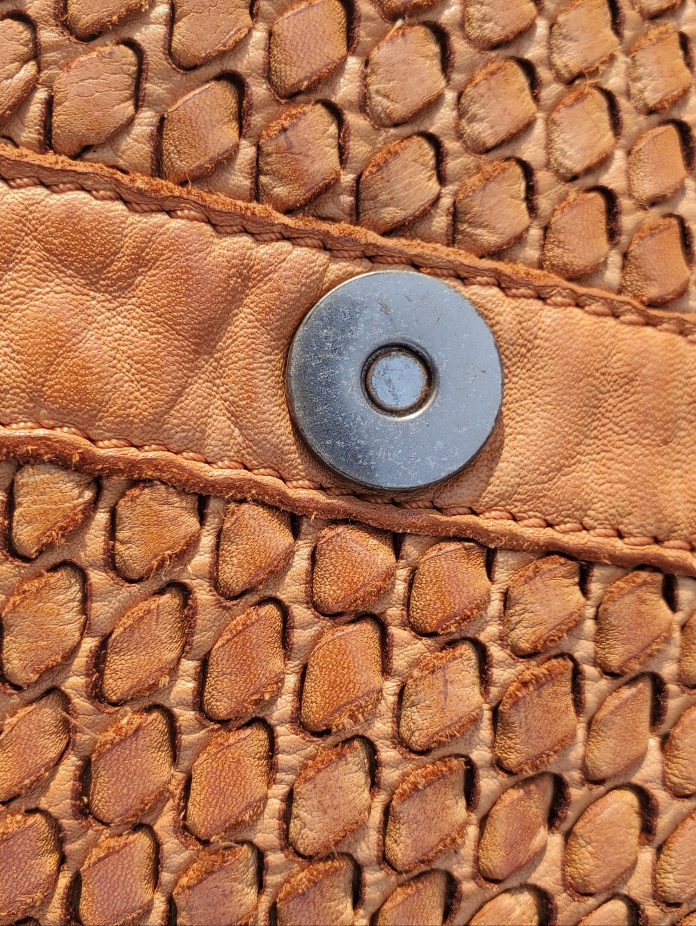 Brown Woven Leather Crossbody Bag - Picture 7 of 9